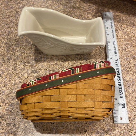 Longaberger Sleigh Basket Liner Protector Ivory Nature’s Garland Dish Christmas - Picture 5 of 17